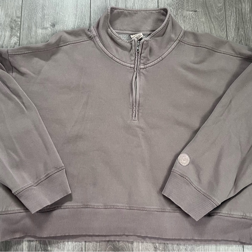 Pink, Brown Half-Zip Sweater